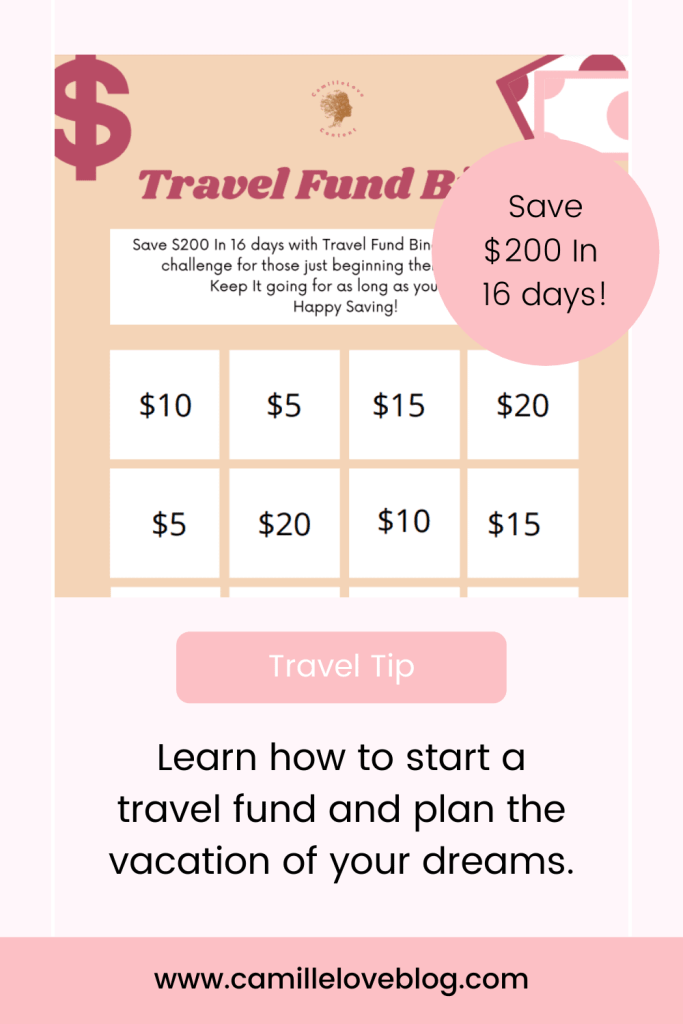 travel fund bingo template